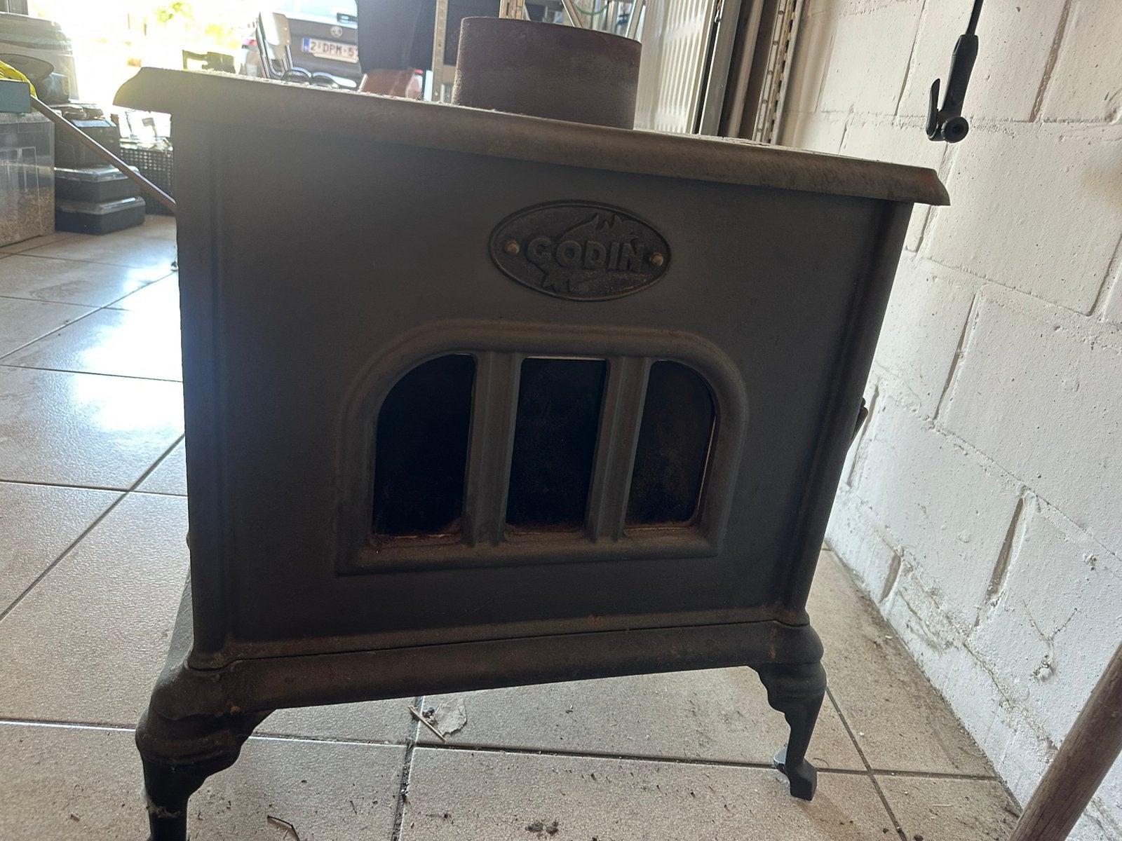 Houtkachel Godin 4kw, Huis en Inrichting, Kachels, Ophalen, Gebruikt, Houtkachel, Vrijstaand