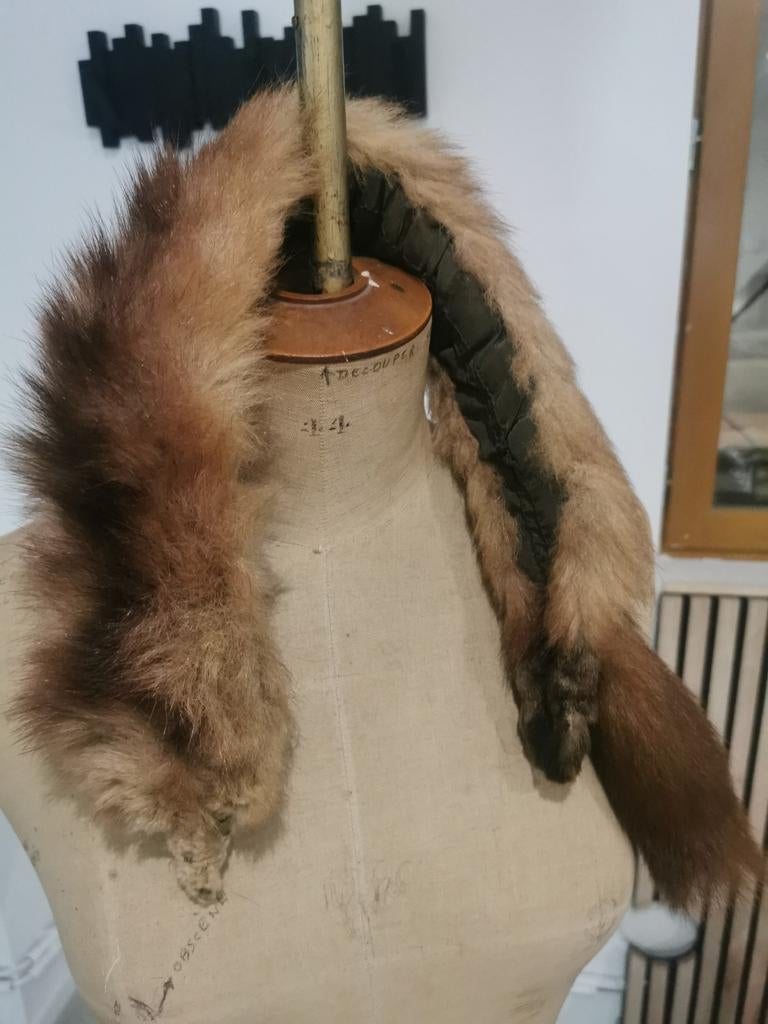 Écharpe vintage en fourrure véritable de renard brun naturel, Enlèvement ou Envoi, Écharpe