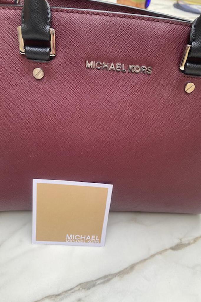 Bordeaux/grijs handtas Michael Kors, Ophalen of Verzenden, Gebruikt, Rood, Handtas