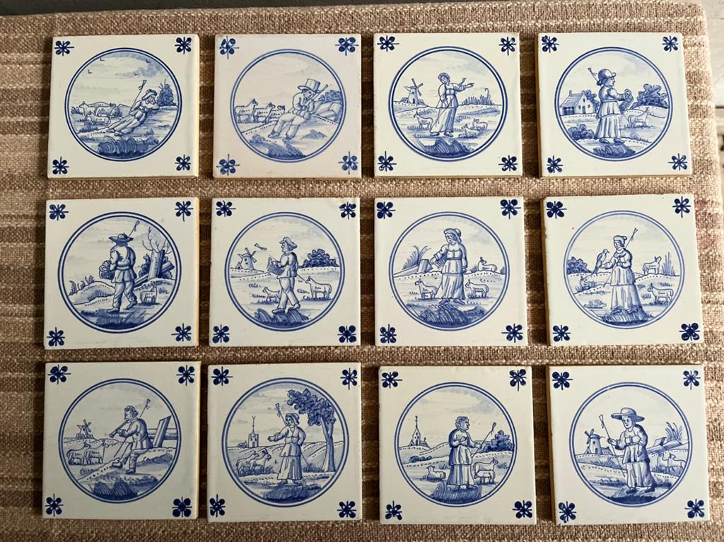 Antieke tegeltjes Delfts Blauw, Antiek en Kunst, Ophalen of Verzenden
