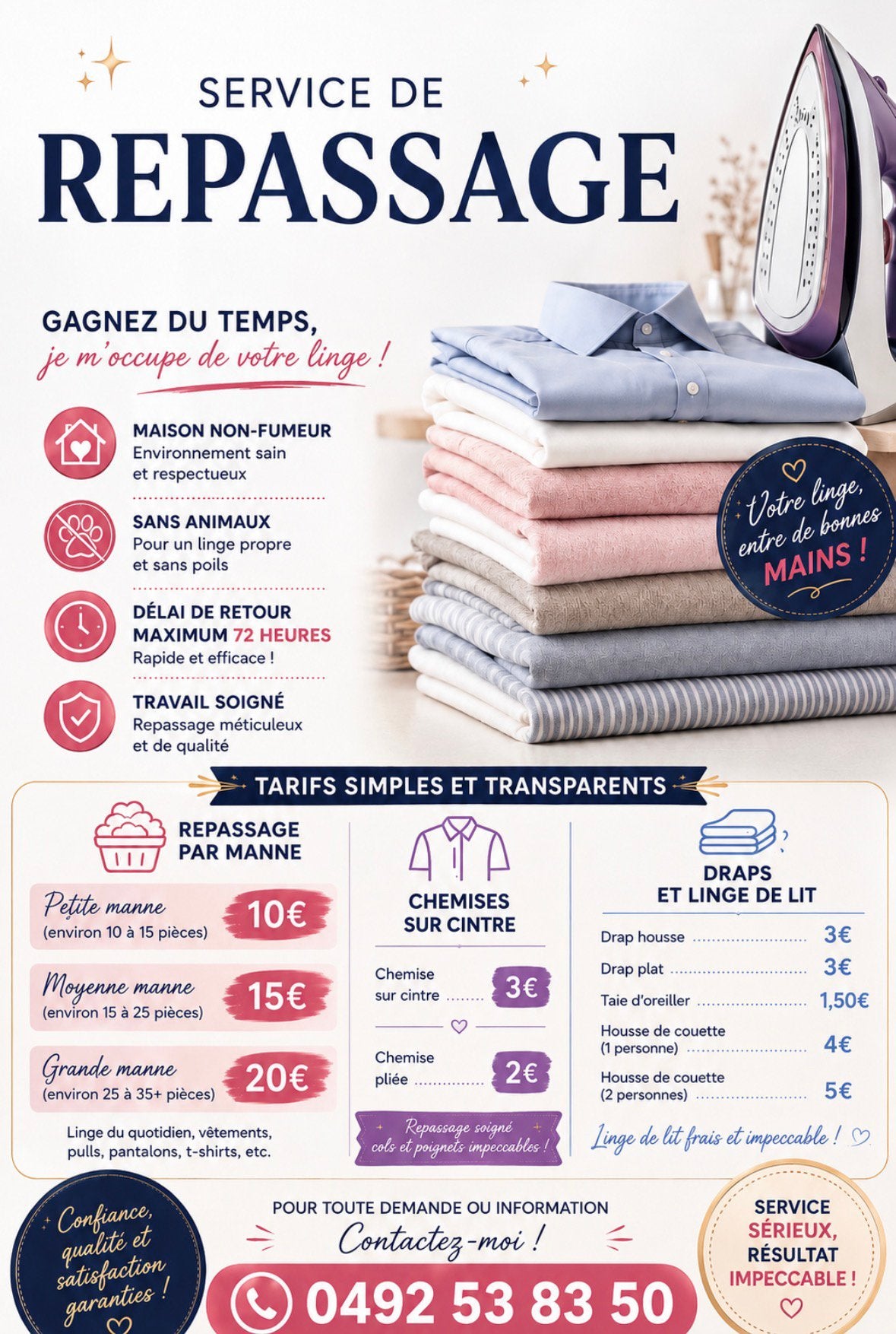 Je vous propose mes services de repassage, Vacatures, Vacatures | Thuiswerk