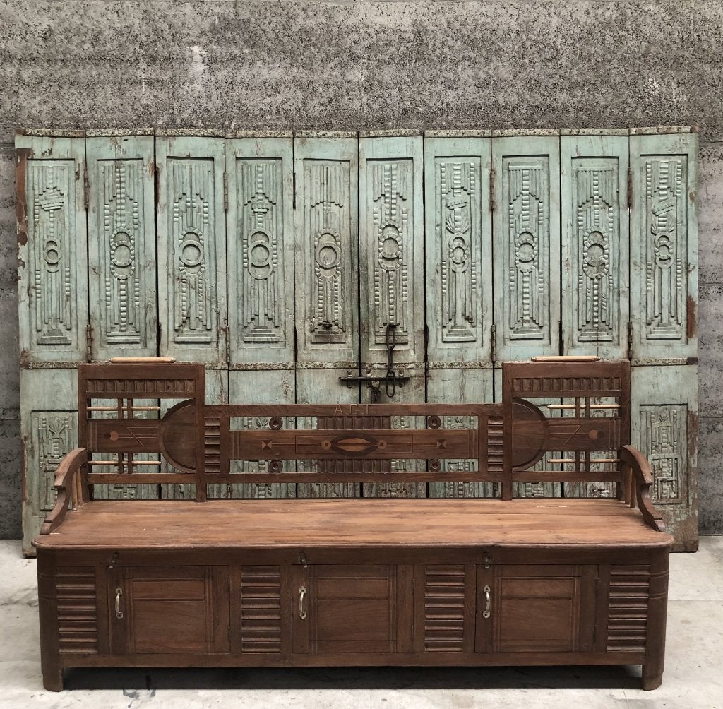 Fantastische Art Deco bank met opbergruimte ideaal in hal, Antiek en Kunst, Ophalen