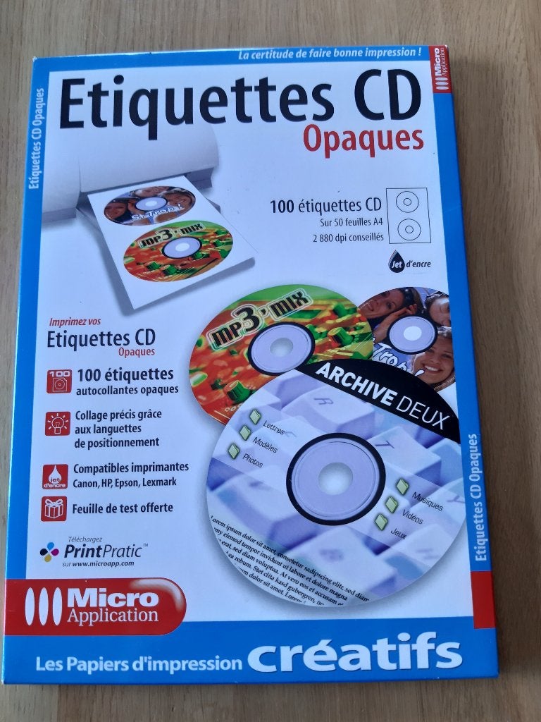 100 étiquettes pour CD's - Micro Application, Informatique & Logiciels, Enlèvement ou Envoi, Neuf, Autres types, Micro application