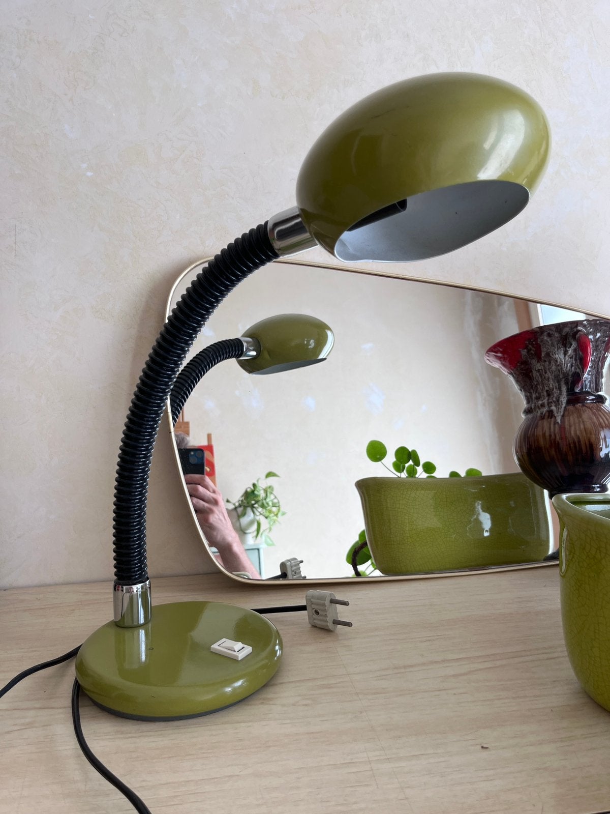 Vintage bureau lamp, tafellamp, Groen, Ophalen of Verzenden, Gebruikt, Vintage