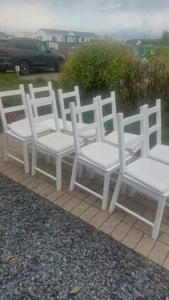 Stoelen  8 stuks voor 75€., Huis en Inrichting, Stoelen, Ophalen, Wit, Zo goed als nieuw, Vijf, Zes of meer stoelen