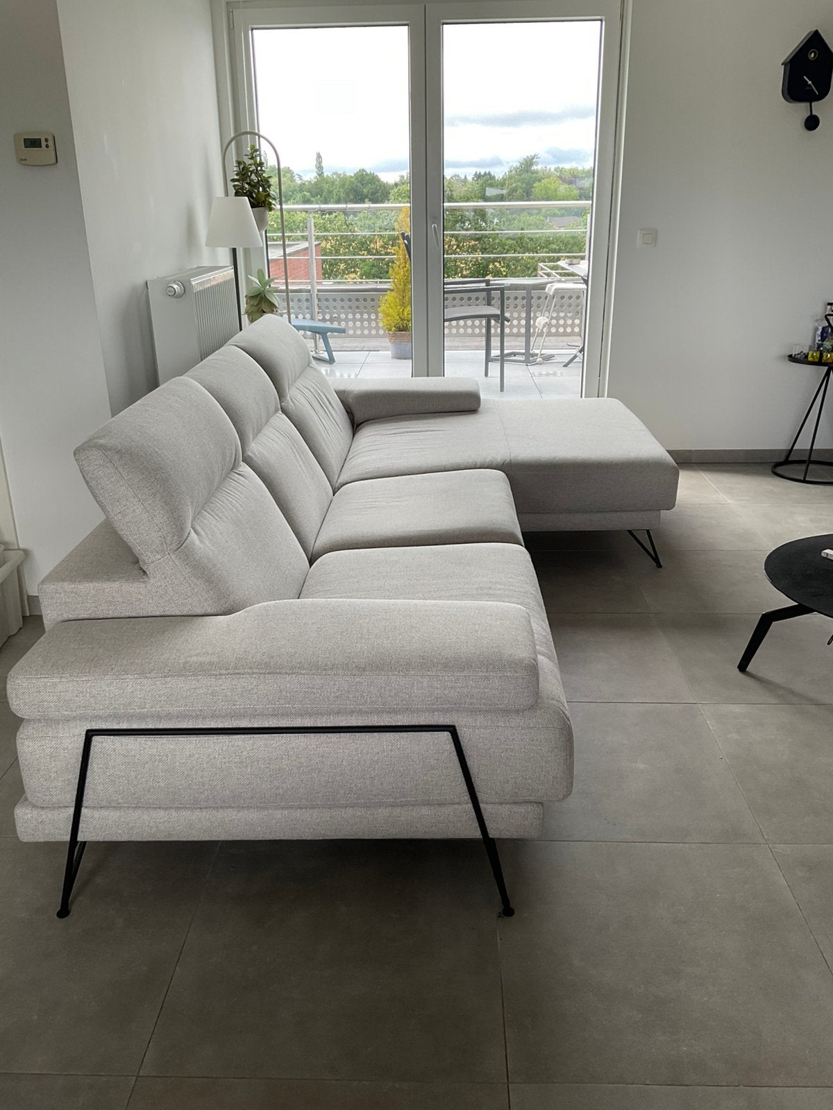 Canapé d’angle gris clair TB état, 100 à 125 cm, Comme neuf, Contemporain, Enlèvement
