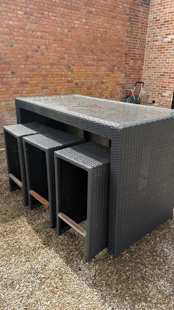 Bartafel met stoelen, Tuin en Terras, Tuinmeubel-accessoires, Ophalen, Gebruikt