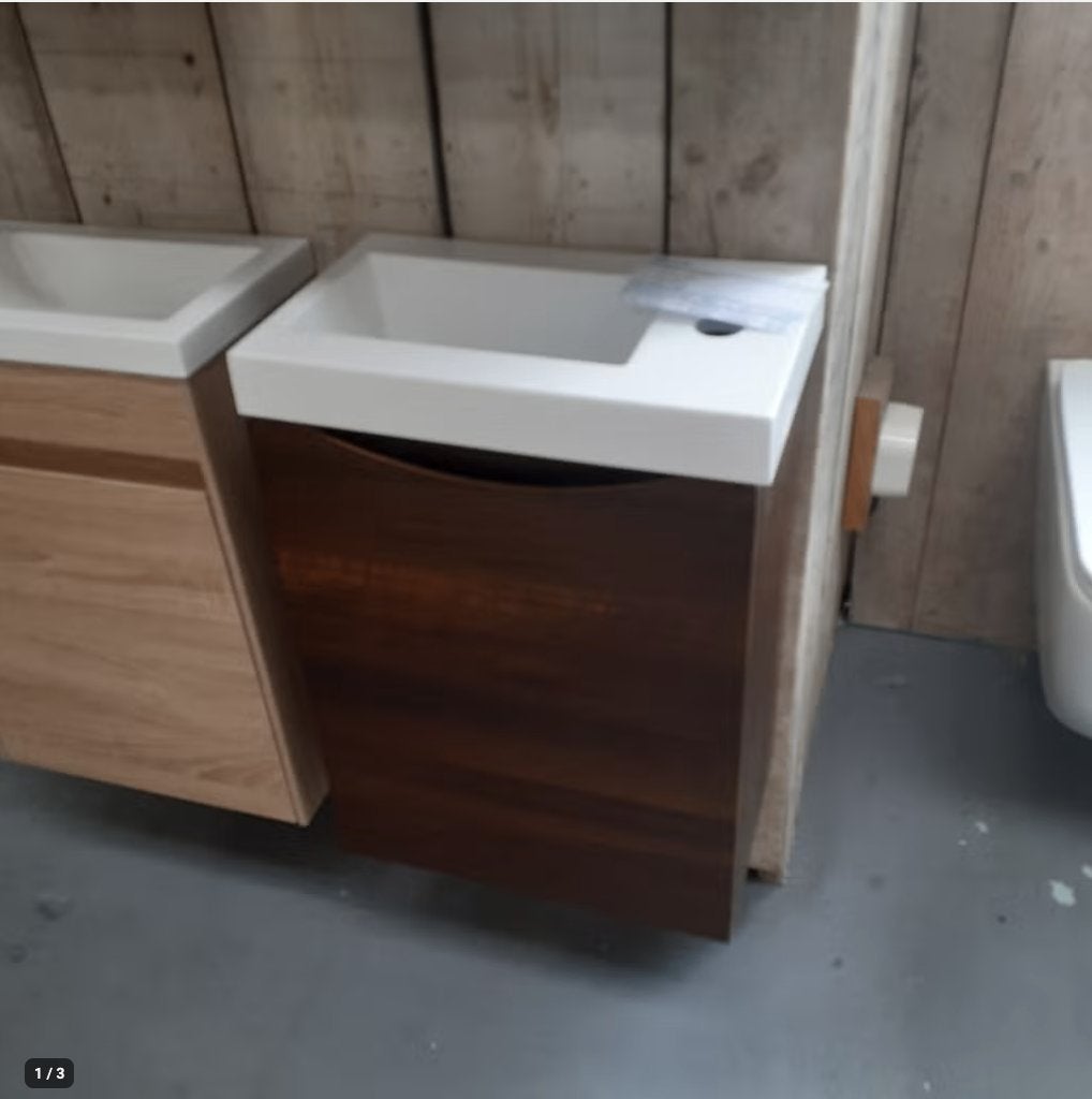 SALE! Toiletmeubel, Wasbak, Walnoot, Marmer, Afvoer, Mela, Huis en Inrichting, Woonaccessoires | Overige, Nieuw, Bruin, Ophalen of Verzenden