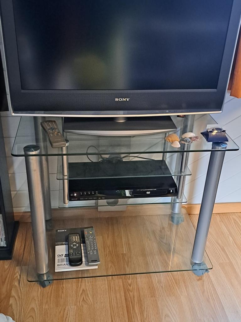 Glazen TV meubel op wieltjes, Ophalen