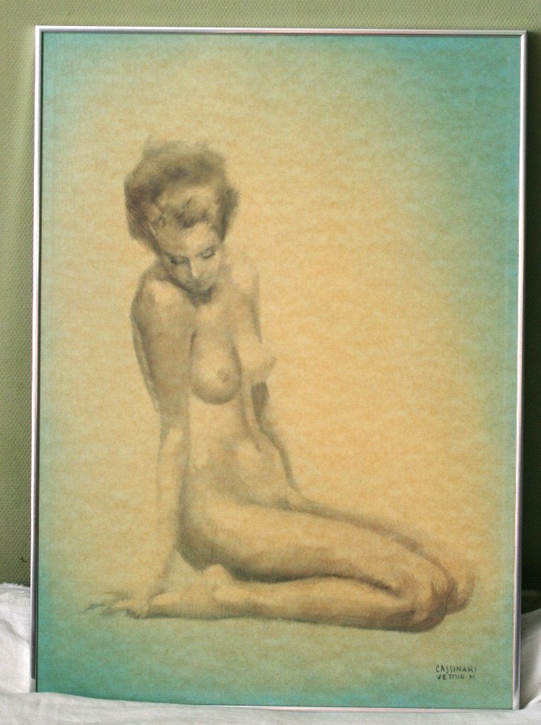V. CASSINARI "Nudo di donna" Litho, Antiek en Kunst, Kunst | Litho's en Zeefdrukken, Met glas, Ophalen of Verzenden