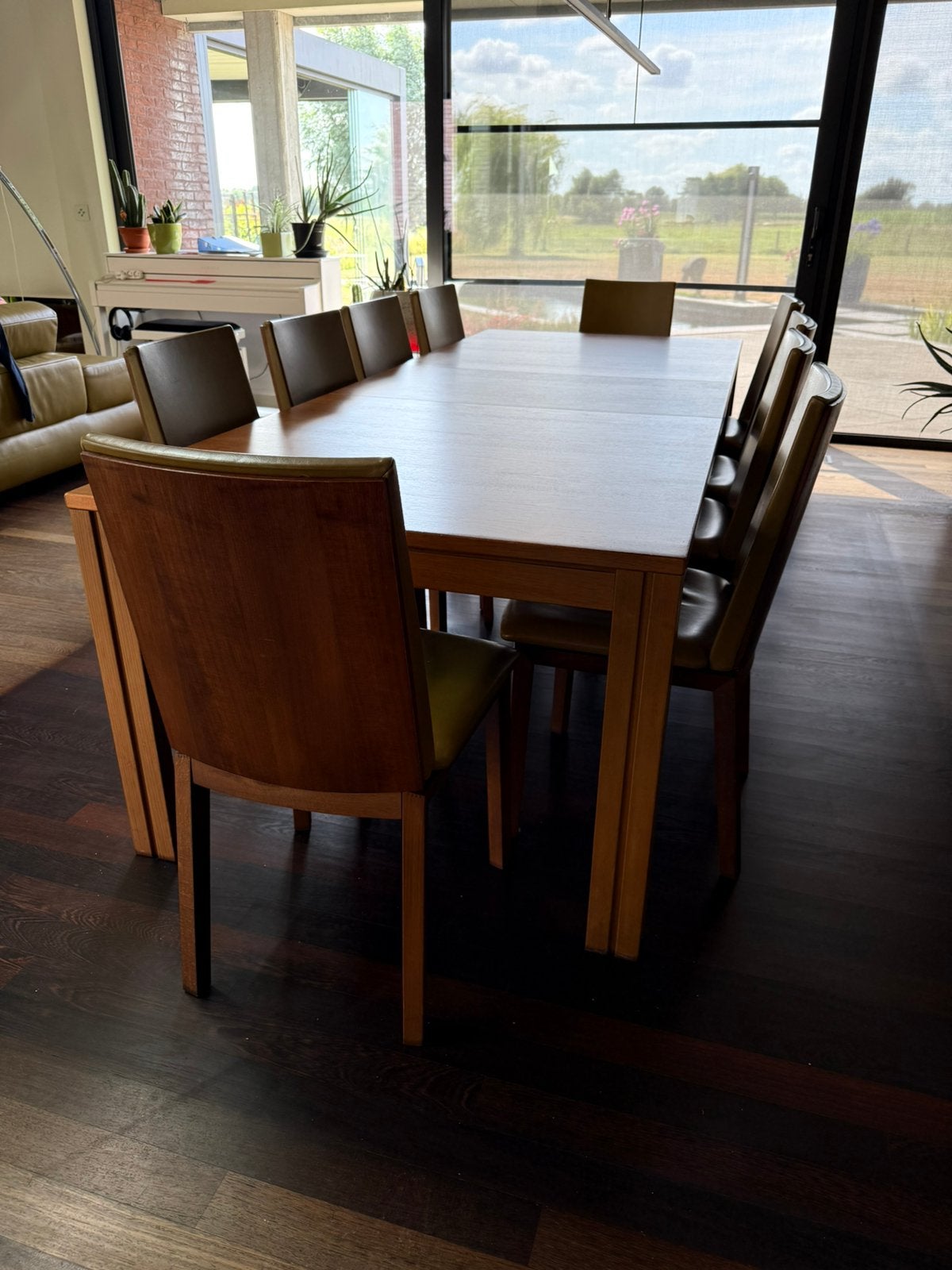 Tafel en 12 stoelen Skovby, Maison & Meubles, Tables | Tables à manger, Utilisé, 100 à 150 cm, 200 cm ou plus, Rectangulaire, Autres essences de bois