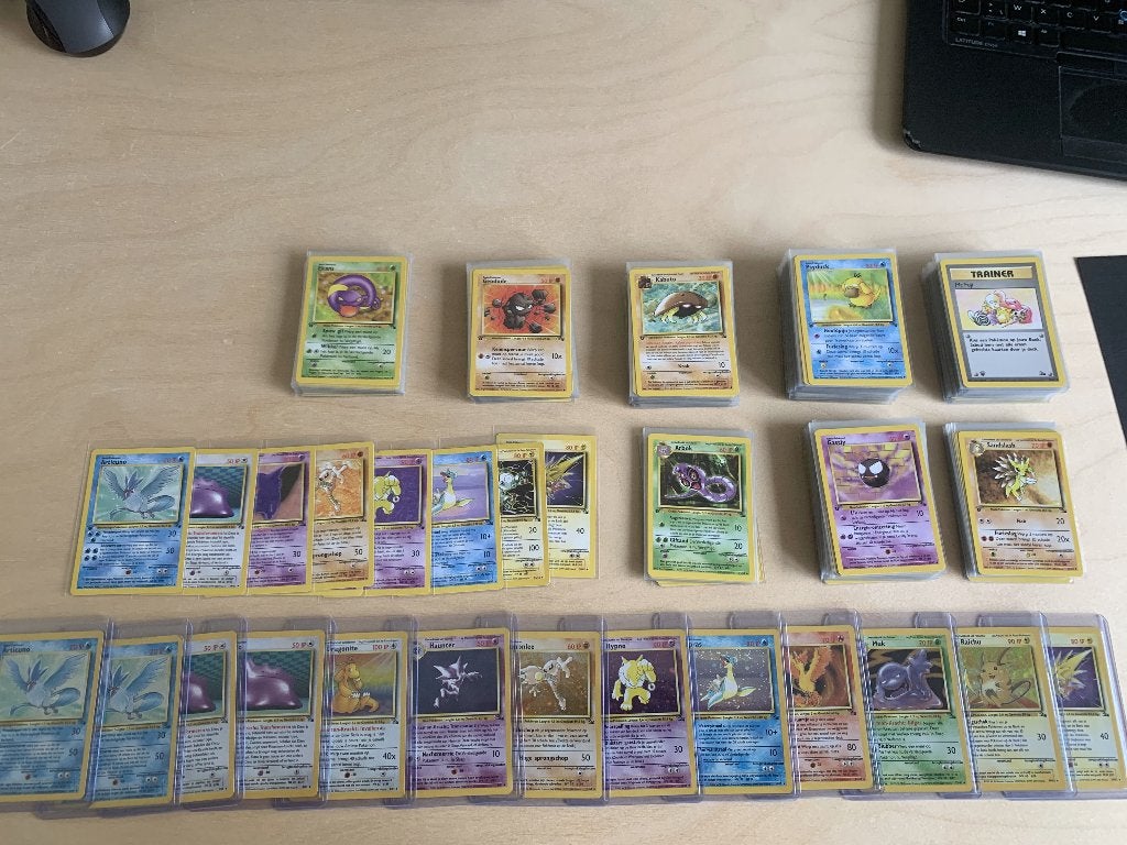 Fossil NL 1st edition - EX+ (zie aantallen in beschrijving), Ophalen of Verzenden, Zo goed als nieuw, Meerdere kaarten, Foil