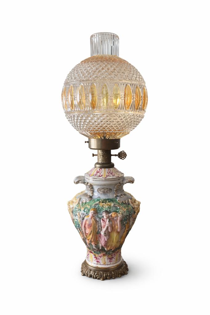 Capodimonte-stijl - Zeer grote vintage tafellamp (85 cm), 75 cm ou plus, Comme neuf, Enlèvement, Capodimonte stijl