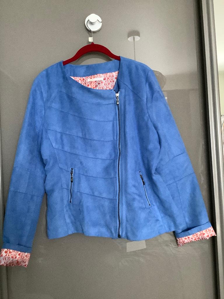 Veste courte en daim doublée, Enlèvement ou Envoi, Comme neuf, Bleu