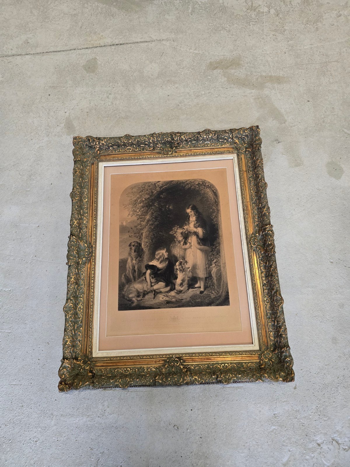 antieke baroklijst met 19e eeuwse litho, Antiquités & Art, Enlèvement, Autres sujets