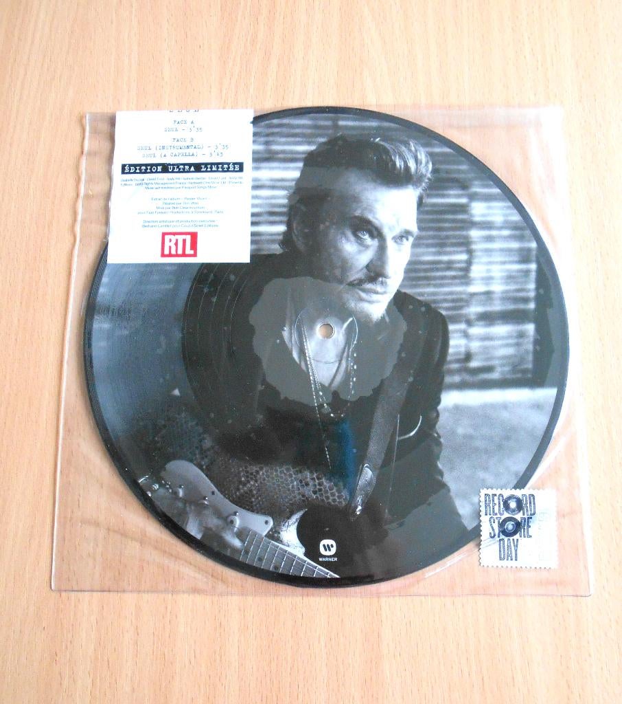 Johnny Hallyday fotoschijf "seul”, nieuw onder cello, 25 cm, Picture disc, Ophalen, Nieuw in verpakking