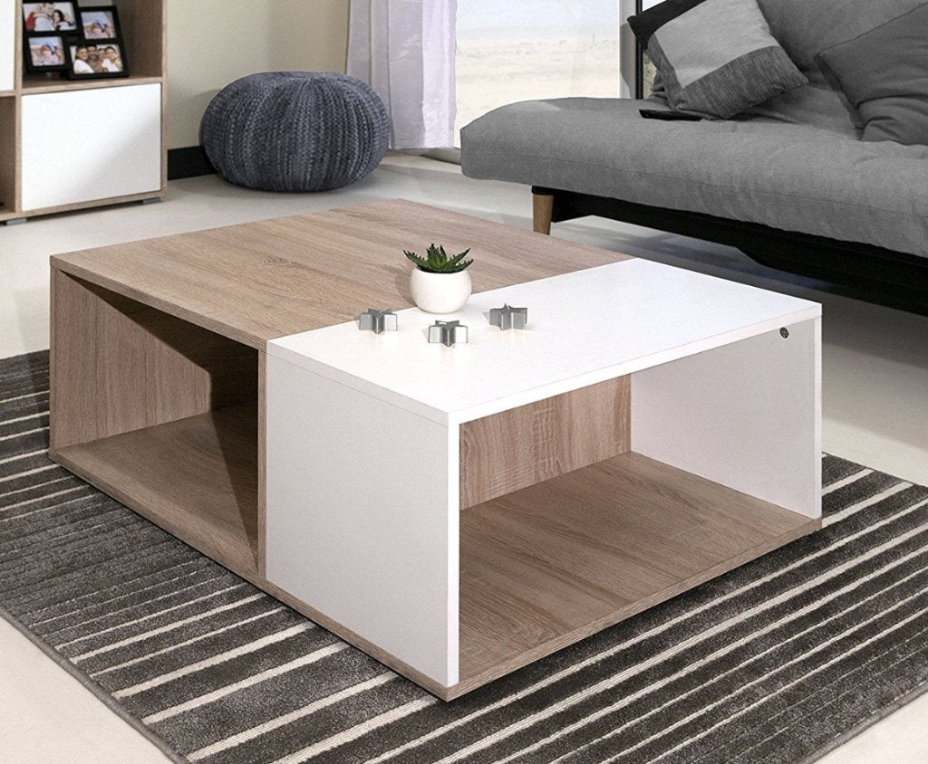 : Table basse moderne bicolore avec rangement, Enlèvement, Comme neuf