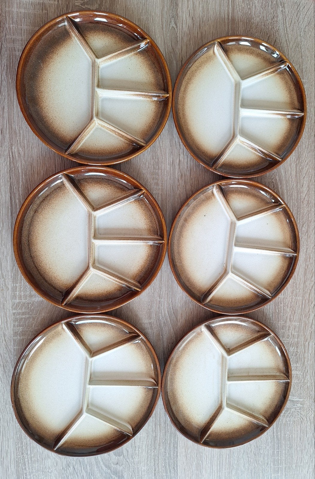 Set van 6 vintage Gerzit fondueborden uit steengoed uit de j, Ophalen of Verzenden