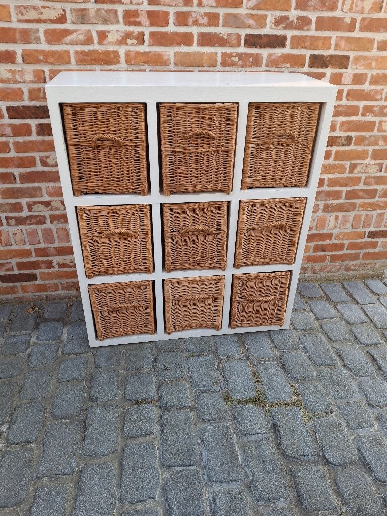 ladekast of vakkenkast met rieten manden, Huis en Inrichting, Ophalen, Gebruikt, 5 laden of meer, 100 tot 150 cm