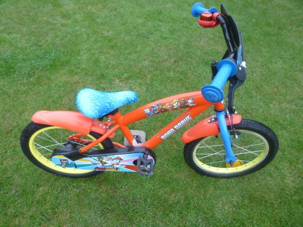 Paw Patrol Kinderfiets -16 inch - Rood Blauw, Ophalen, Terugtraprem, 16 tot 20 inch