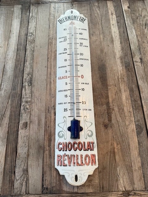 Emaille bord Thermometer 1930, Ophalen, Gebruikt, Reclamebord
