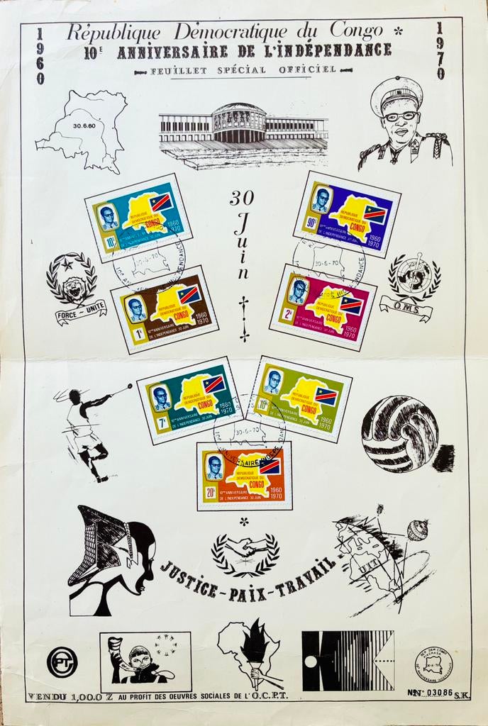 Congo ! Timbres - 10e anniv lndépendance, Enlèvement ou Envoi, Autres pays, Affranchi