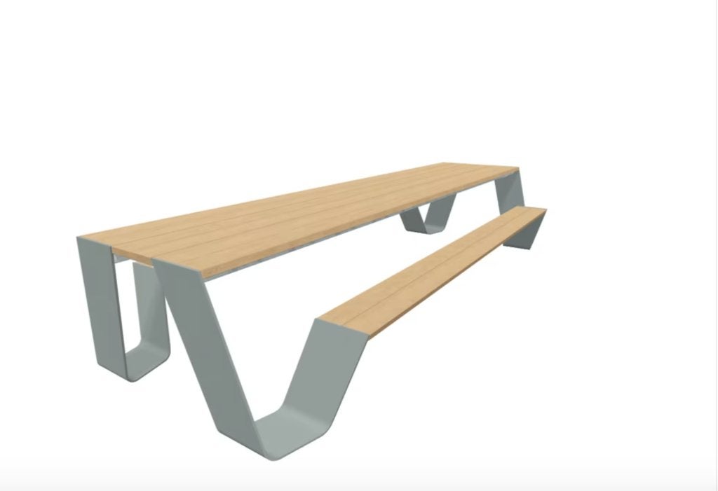 EXTREMIS HOPPER 300cm tuintafel picknicktafel IROKO hardhout, Ophalen, Zo goed als nieuw, Rechthoekig, Aluminium