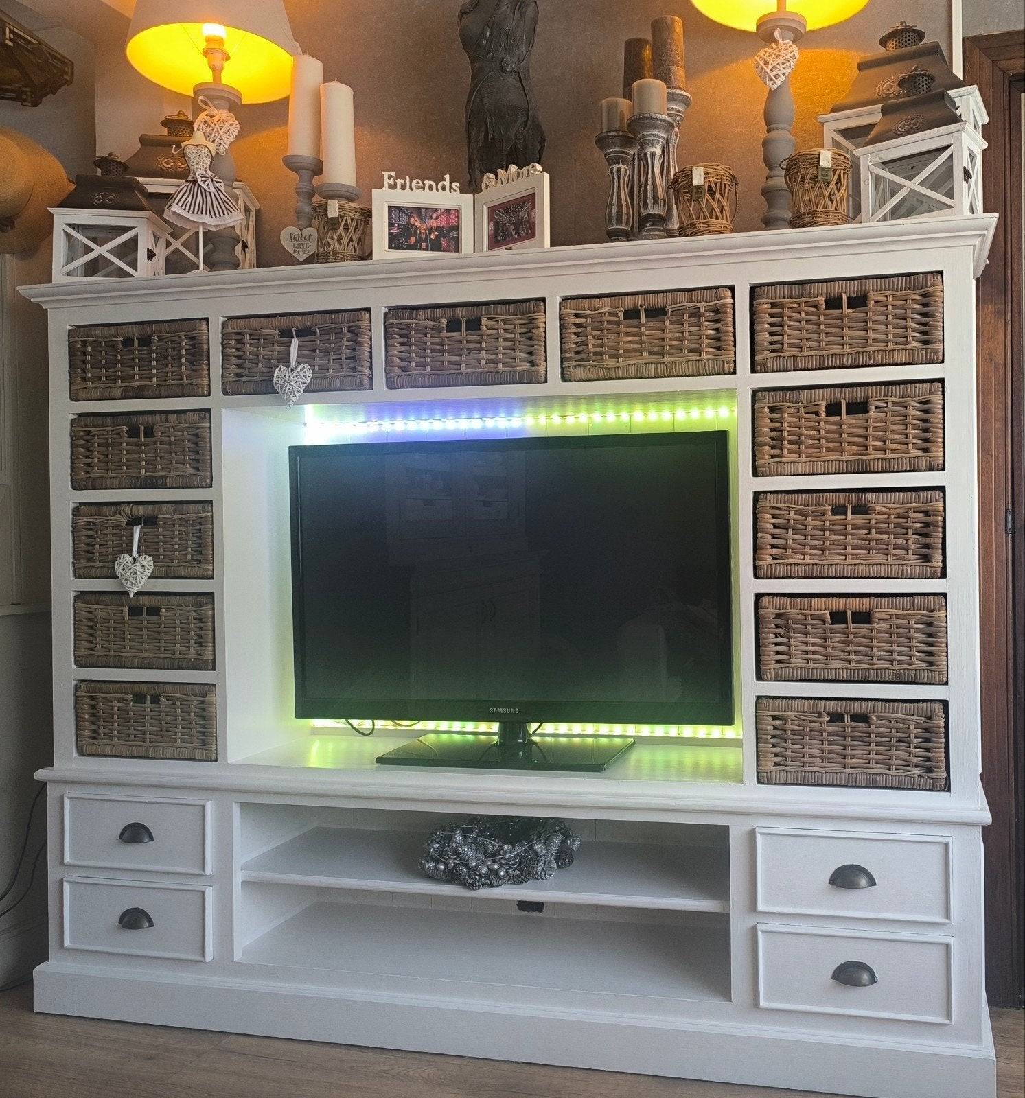 Rivièra Maison barkast, Tafel, TV meubel LED verlichting, Ophalen
