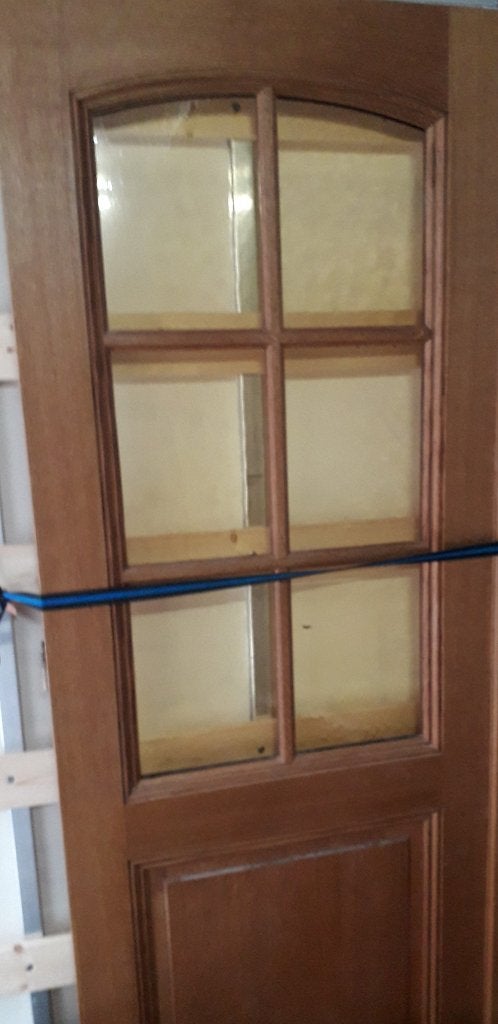 binnen deur Eik met geel kleurig glas, Doe-het-zelf en Bouw, Deuren en Vliegenramen, Ophalen, 80 tot 100 cm, Binnendeur, Zo goed als nieuw