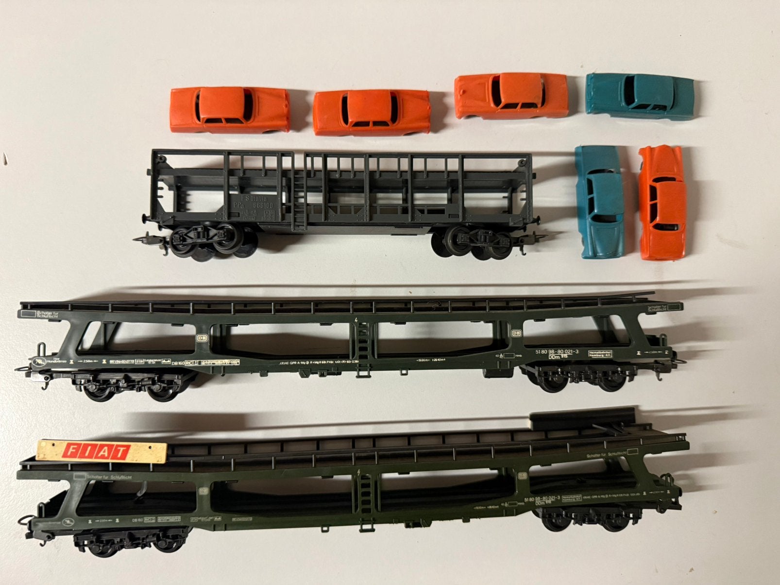 Lima H0 Autotransporters DB & FS + 6 Auto’s – 3 Wagons –, Ophalen of Verzenden, Gebruikt, Wagon, Lima