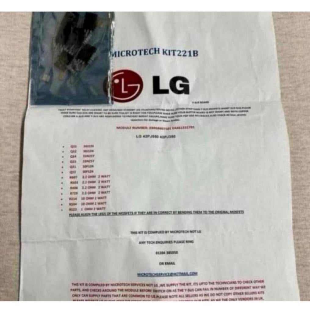Kit de réparation LG 42PJ550 42PJ350 EBR66607501 EAX61332701, Enlèvement ou Envoi, Neuf