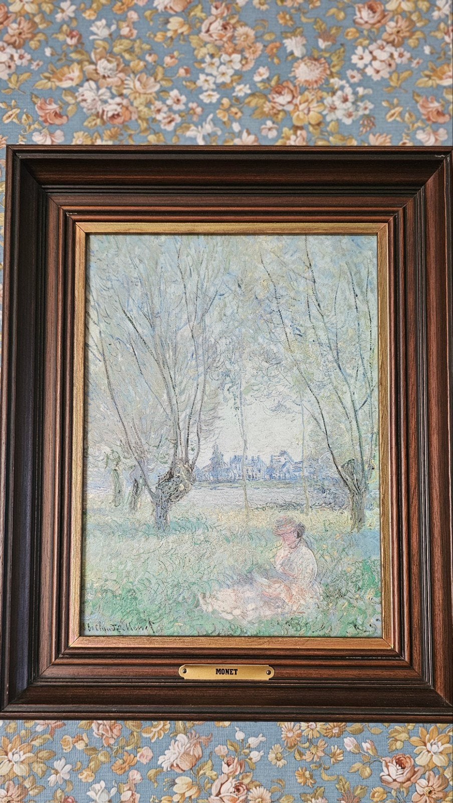 Tableau encadré Claude Monet "Femme assise sous les saules", Enlèvement, Impression, Toile, Encadré