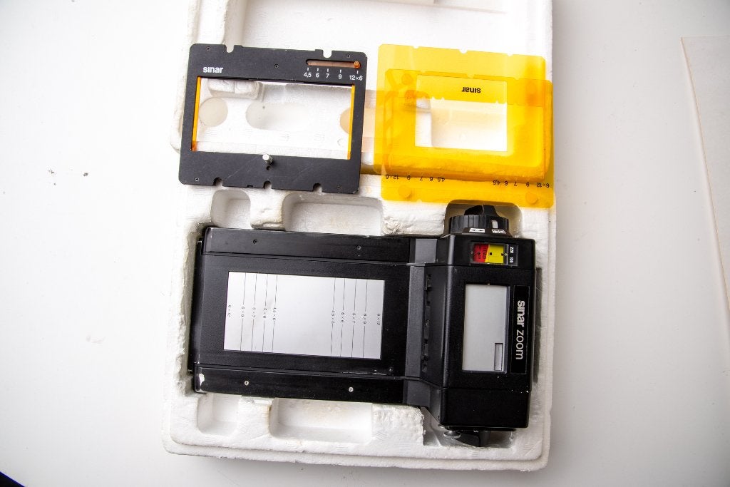 Sinar Vario ZOOM filmcassette in perfecte staat, Audio, Tv en Foto, Fotocamera's Analoog, Ophalen of Verzenden, Zo goed als nieuw