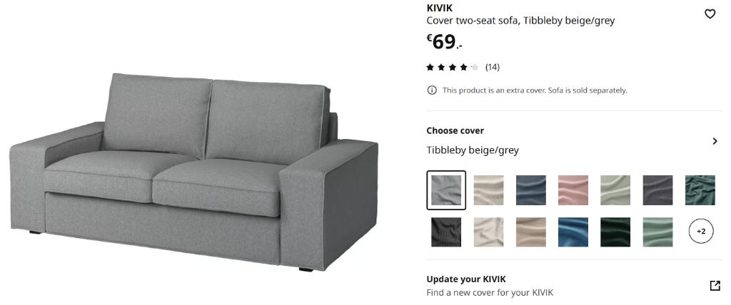 IKEA KIVIK Sofa Cover, Ophalen of Verzenden, Nieuw, Tweepersoons, Stof