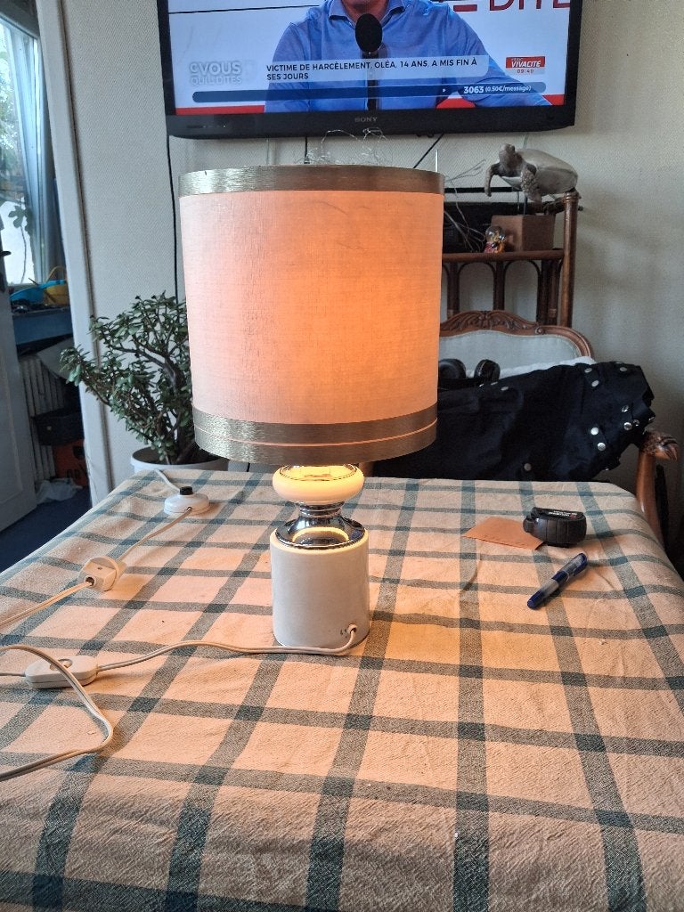 Lampadaire de chevet, Blanc, 38 cm, Source lumineuse incluse, Céramique