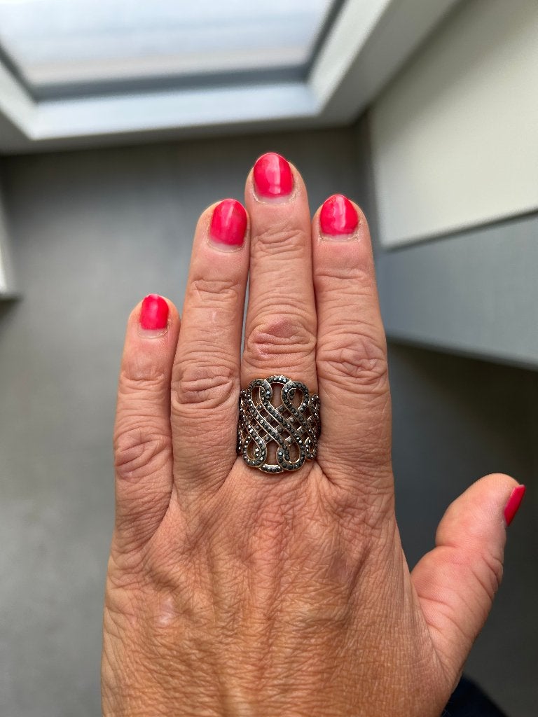 Zwarte sublieme ring Victoria, Overige materialen, 19 tot 20, Zwart, Ophalen of Verzenden