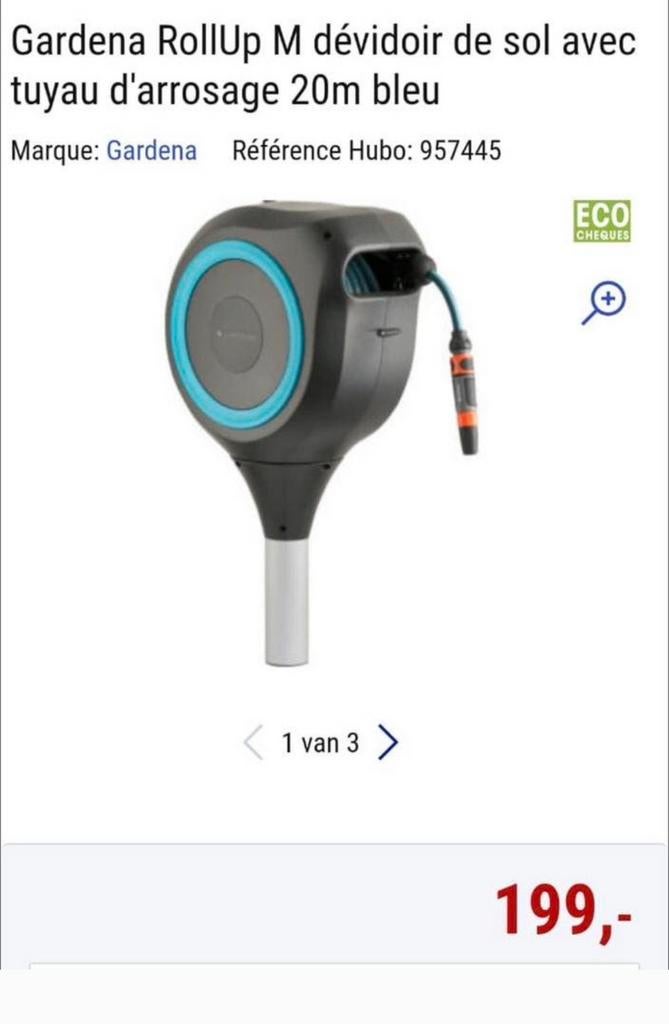 Devidoire de sol de marque gardena avec tuyau 20 m neuve, Enlèvement, Neuf