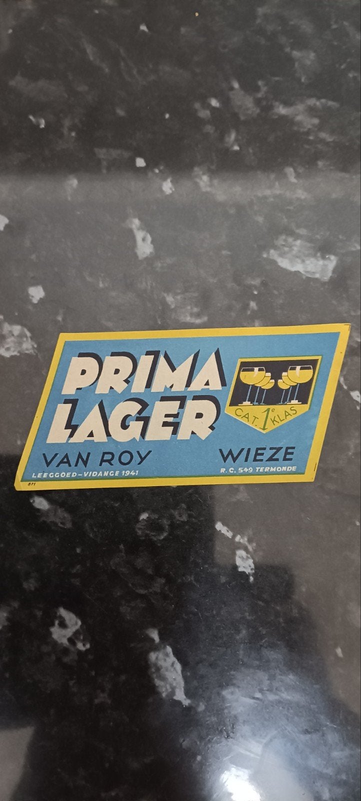 oud bieretiket prima lager br Van Roy Wieze, Enlèvement ou Envoi
