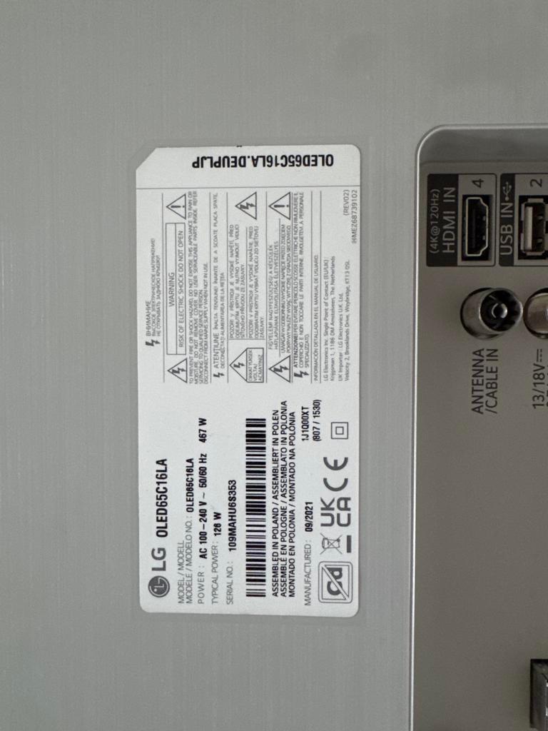 LG OLED65C16LA – defect scherm – voor onderdelen, Enlèvement, Utilisé