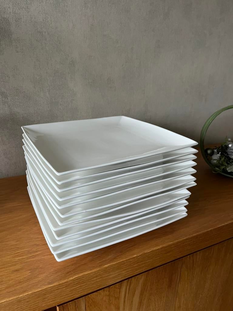 12 witte borden, Enlèvement, Comme neuf, Assiettes(s)