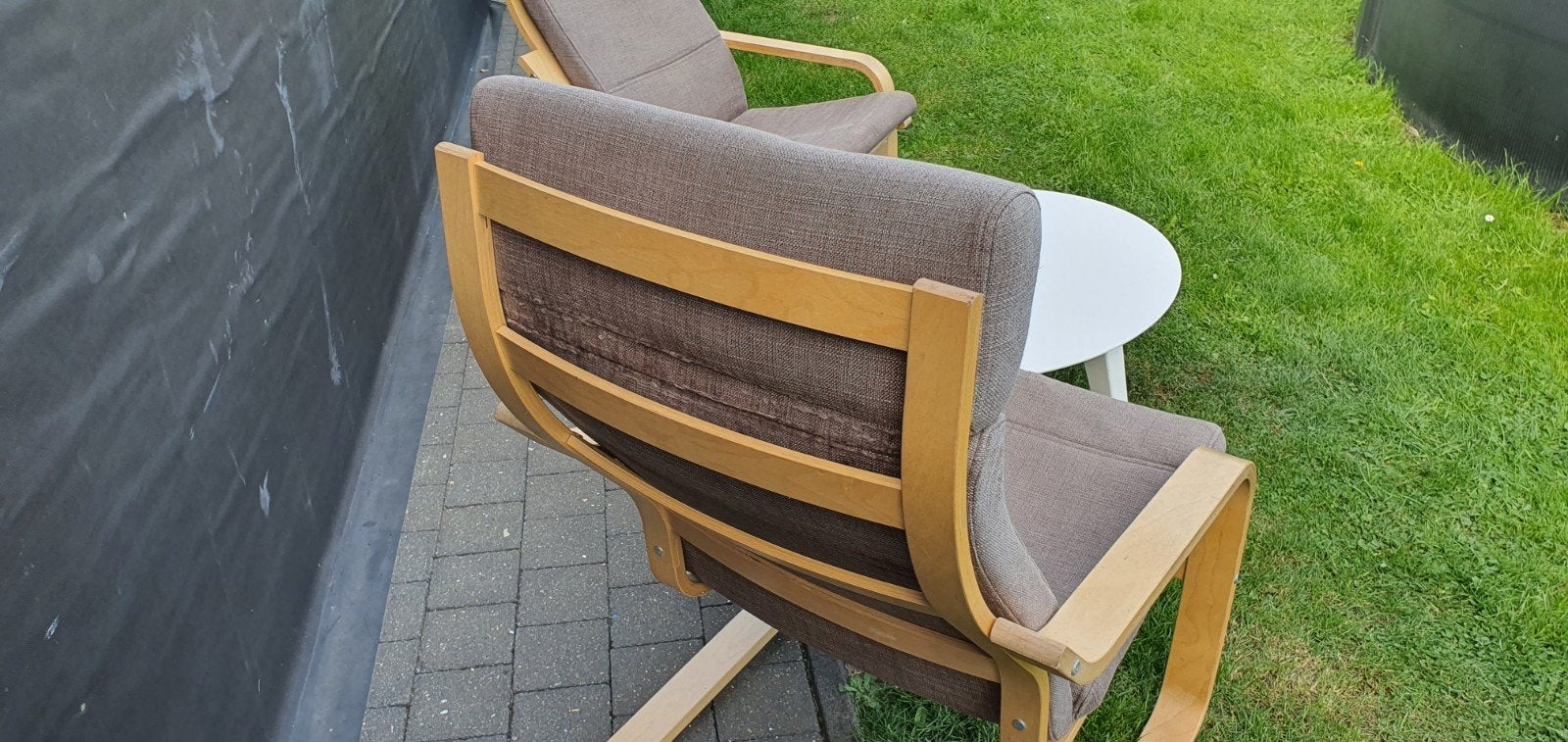 Tuinmeubelen/relaxfauteuils — 2 IKEA POÄNG fauteuils (Vintag, Huis en Inrichting, Ophalen, Gebruikt, Hout
