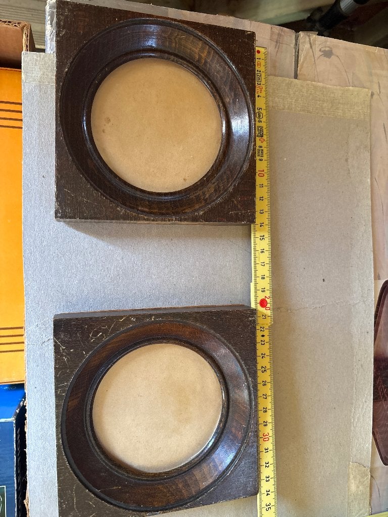 2 Houten kaders met ronde binnenkant, Maison & Meubles, Accessoires pour la Maison | Cadres, 14 cm, Avec verre, Utilisé, Marron