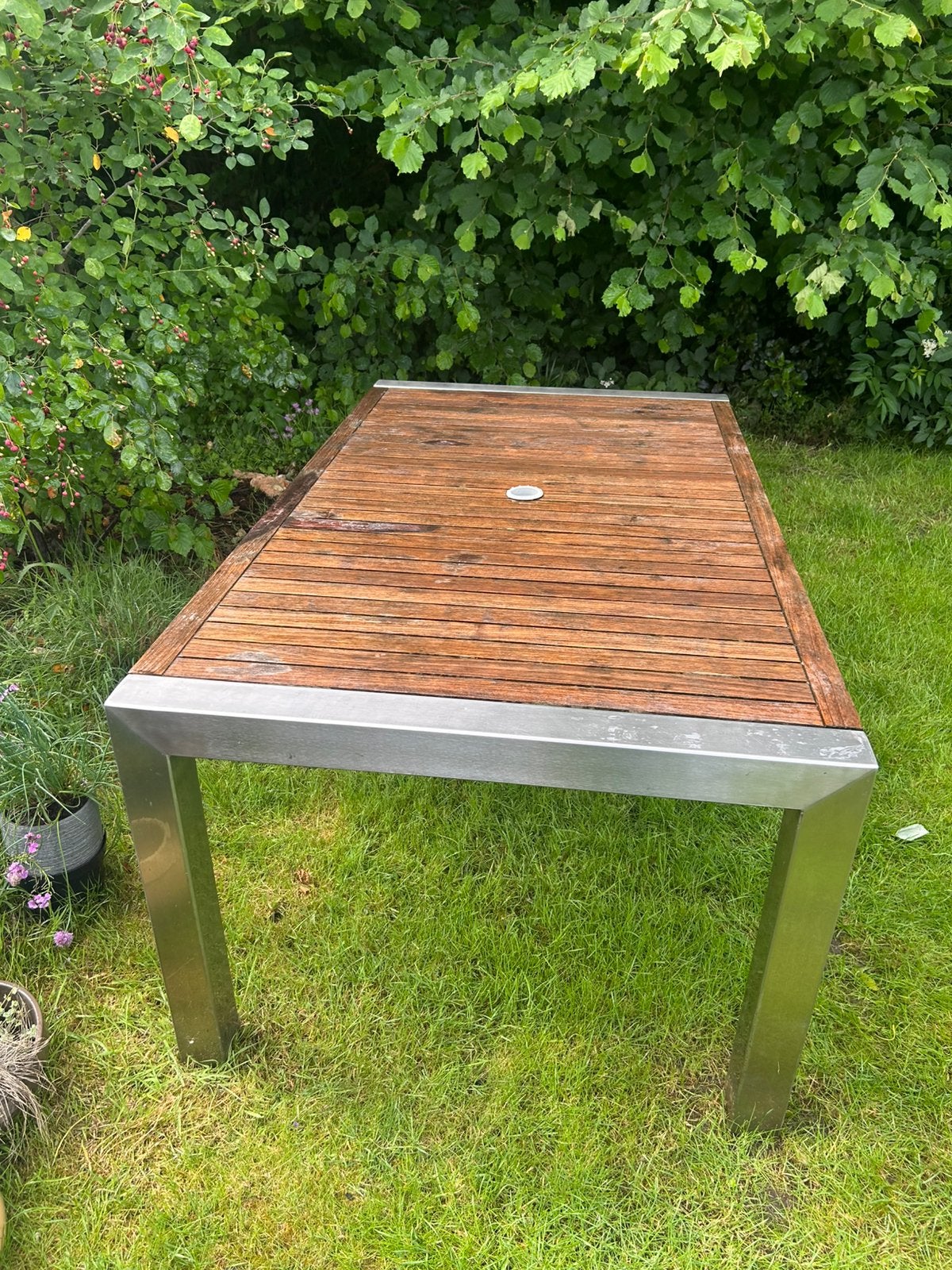 Inox tuintafel, Tuin en Terras, Ophalen, Gebruikt