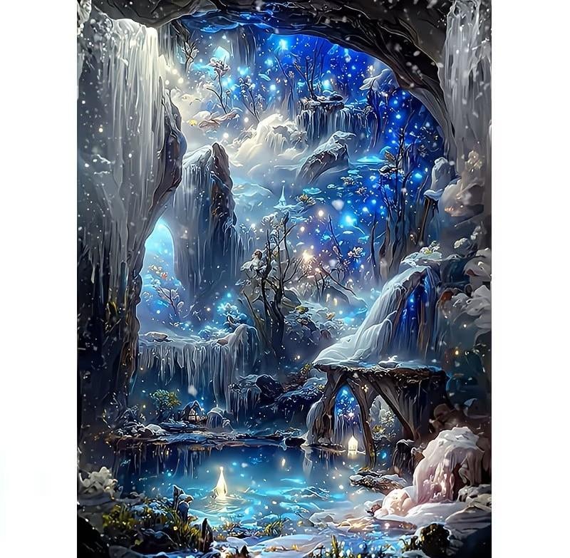 nr 63 Diamond Painting watervallen 50x40cm (vierkant), Verzenden, Nieuw, Meerkleurig, Overige materialen