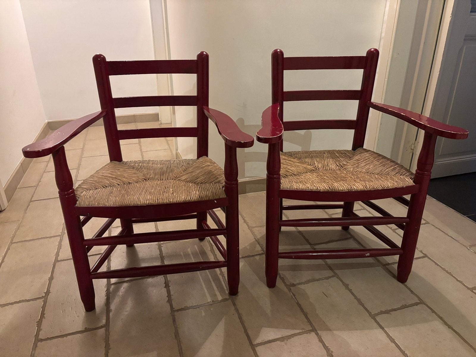 Lot de 2 chaises en osier, Antiquités & Art, Enlèvement