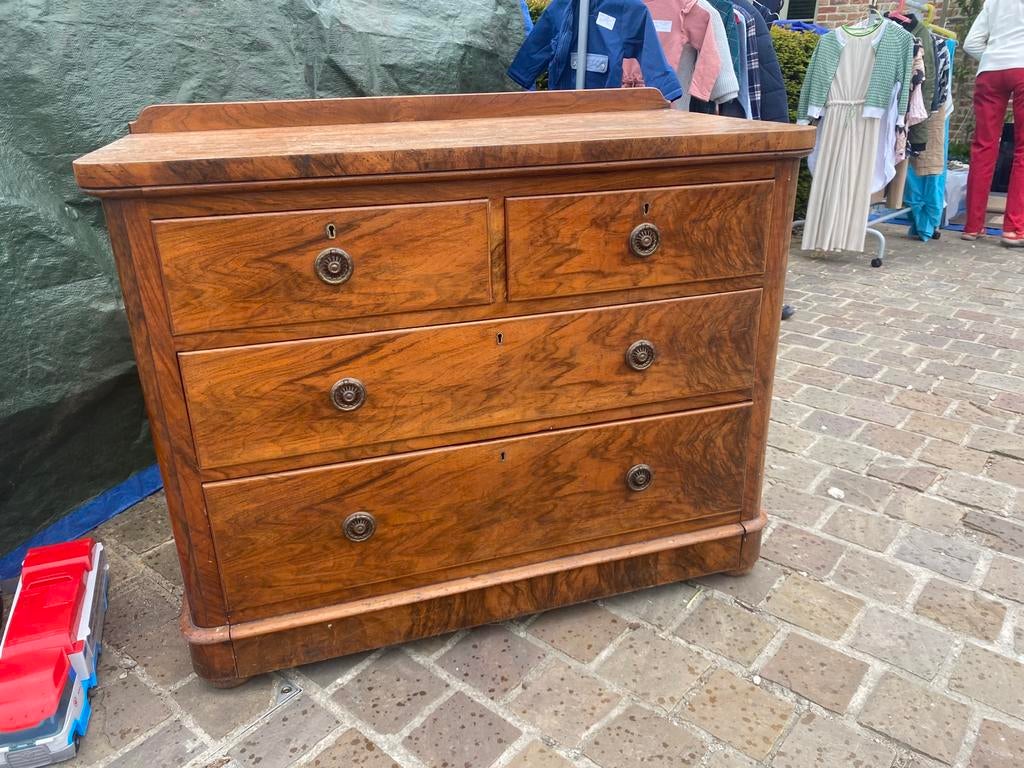 Antiek houten dressoir, Ophalen, Gebruikt, 100 tot 150 cm, 3 of 4 laden