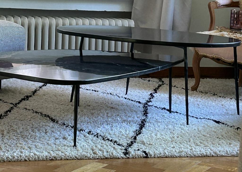 2 tables de salon en marbre noir, Maison & Meubles, Enlèvement, Utilisé