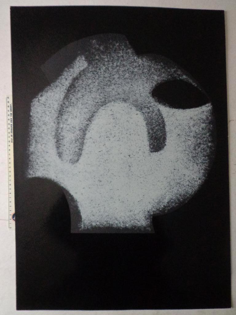 zeefdruk van Bert De Leeuw "abstracte compositie" uit 1976, Antiek en Kunst, Ophalen of Verzenden