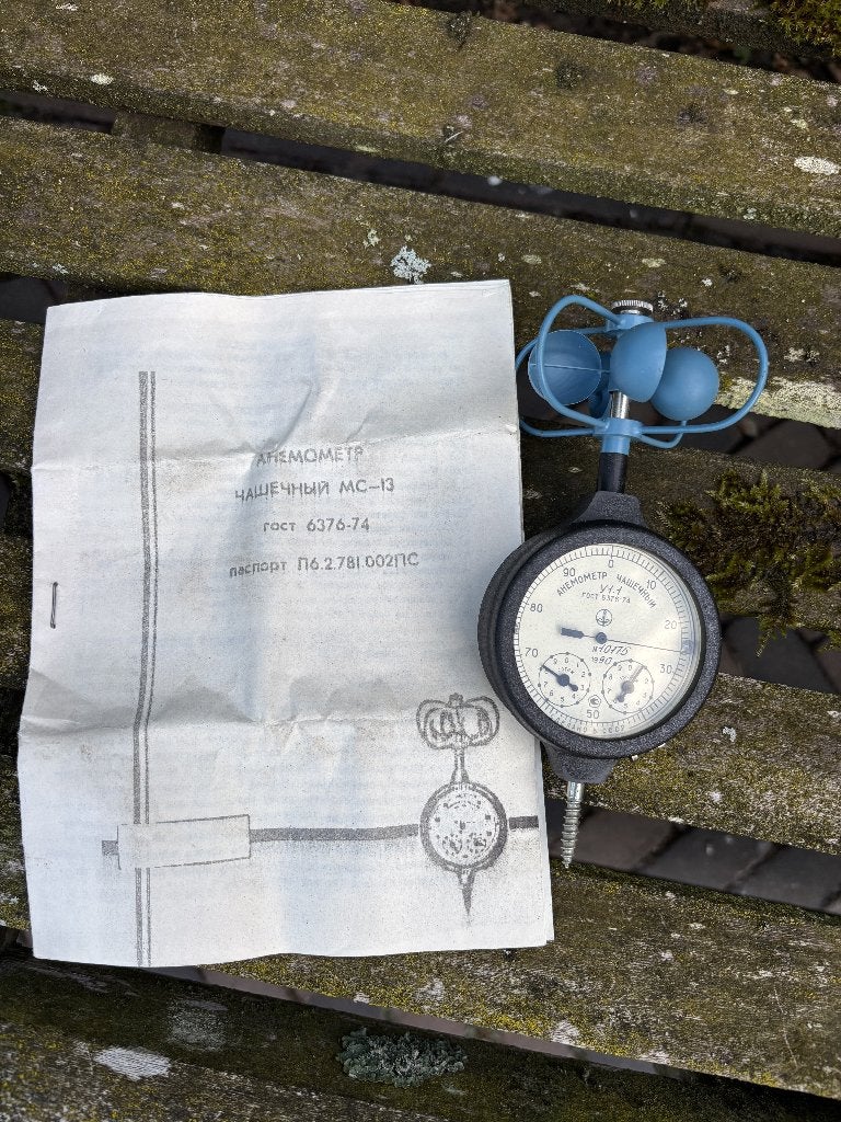 Vintage CCCP Anemometer MC-13 1990 | certificaat & opbergbox, Antiek en Kunst, Curiosa en Brocante, Verzenden