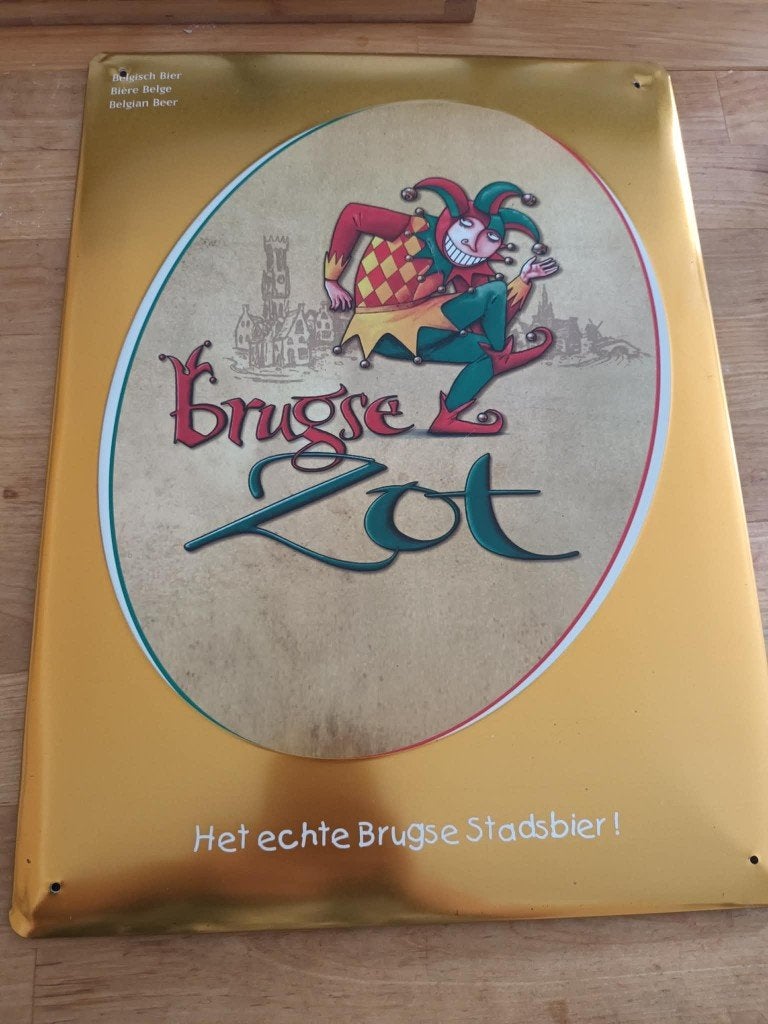 Brugse zot metalen bord, Verzamelen, Ophalen of Verzenden, Zo goed als nieuw